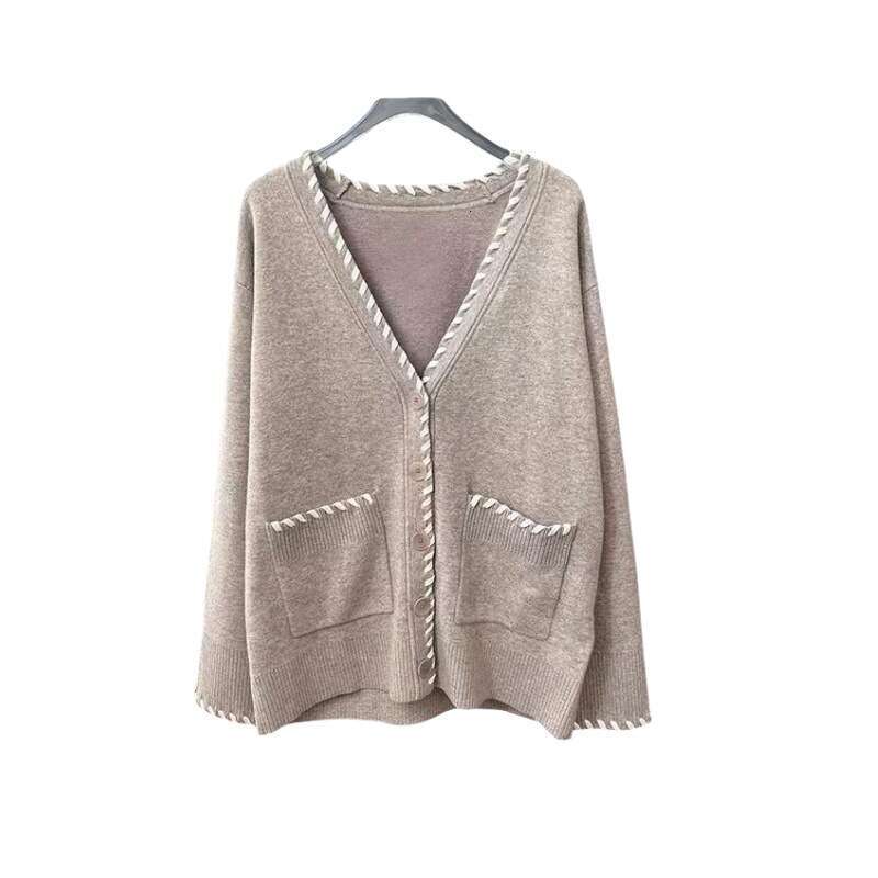 2026 Early Spring New Fashion Large Loose Drop Shoulder Wool Knit Cardigan for Women