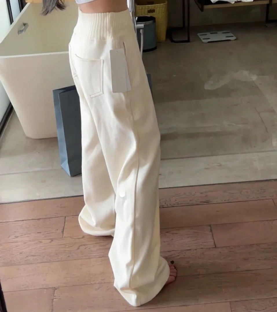 Women Designer Yoga Sets Cardigan Serenity Wide Leg Sweatpants Knit Sets Scholar Cropped Full Zip Jackets Cropped knitted Sweater Gym Shaping Outfit