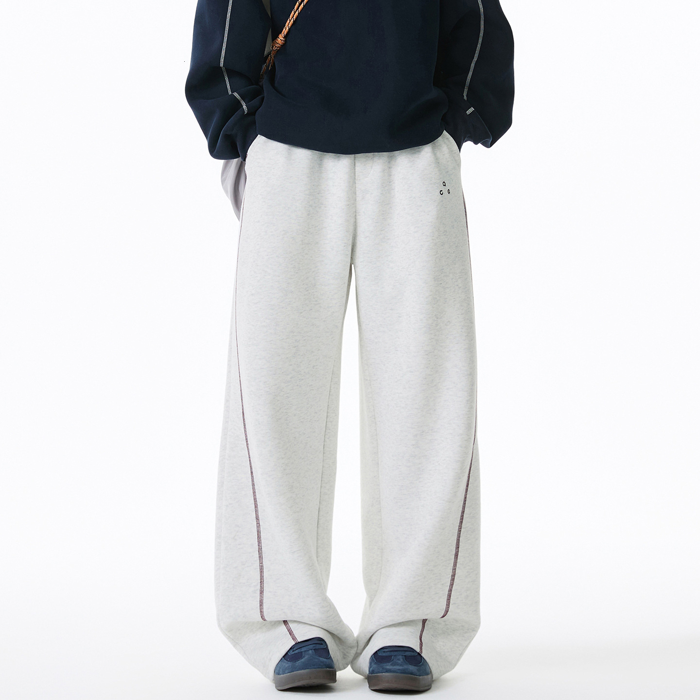 380g Textured Stitched Split Casual Pants Men Autumn Style Straight Loose Sweatpants Trendy Brand Sports Long Pants 230314