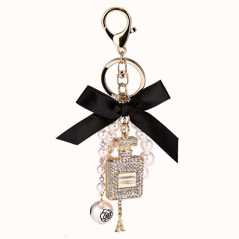 Keychain Chain with Pendant Bag Pendant Alloy Perfume Bottle Pearl Bowknot Camellia Hardware Accessories