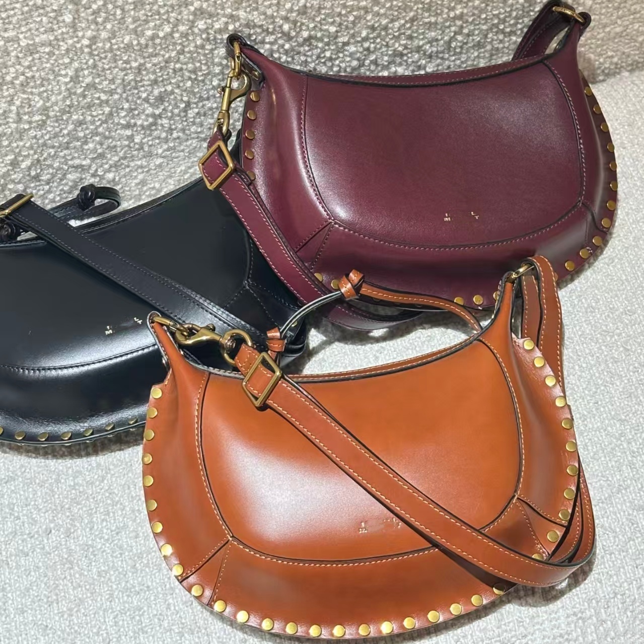 Womens designer shoulder bag marant Brown black Rivet Saddlebag Man Tote bag Leather Suede crossbody bag Luxury Handbag purse Croissant clutch bags Weekend Hobo bag