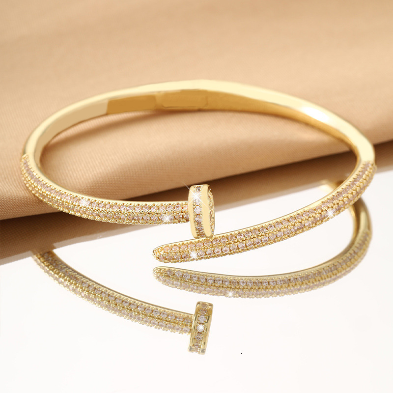 New Light Micro Luxury Inlaid Zircon Super Shiny Nail Open Hot Sale Fashionable Versatile Bracelet
