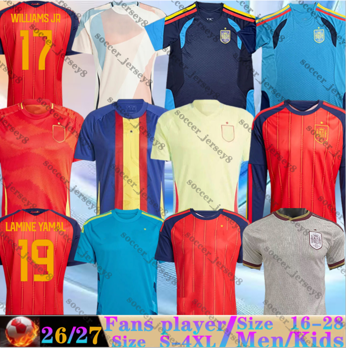 2026 2027 World Cup Spain Soccer Jerseys RODRIGO Lamine Yamal Home Away 3rd Carvajal Pedri Ferran Olmo Zubimendi 25 26 27 National Espana Football Shirts Men Kids kit