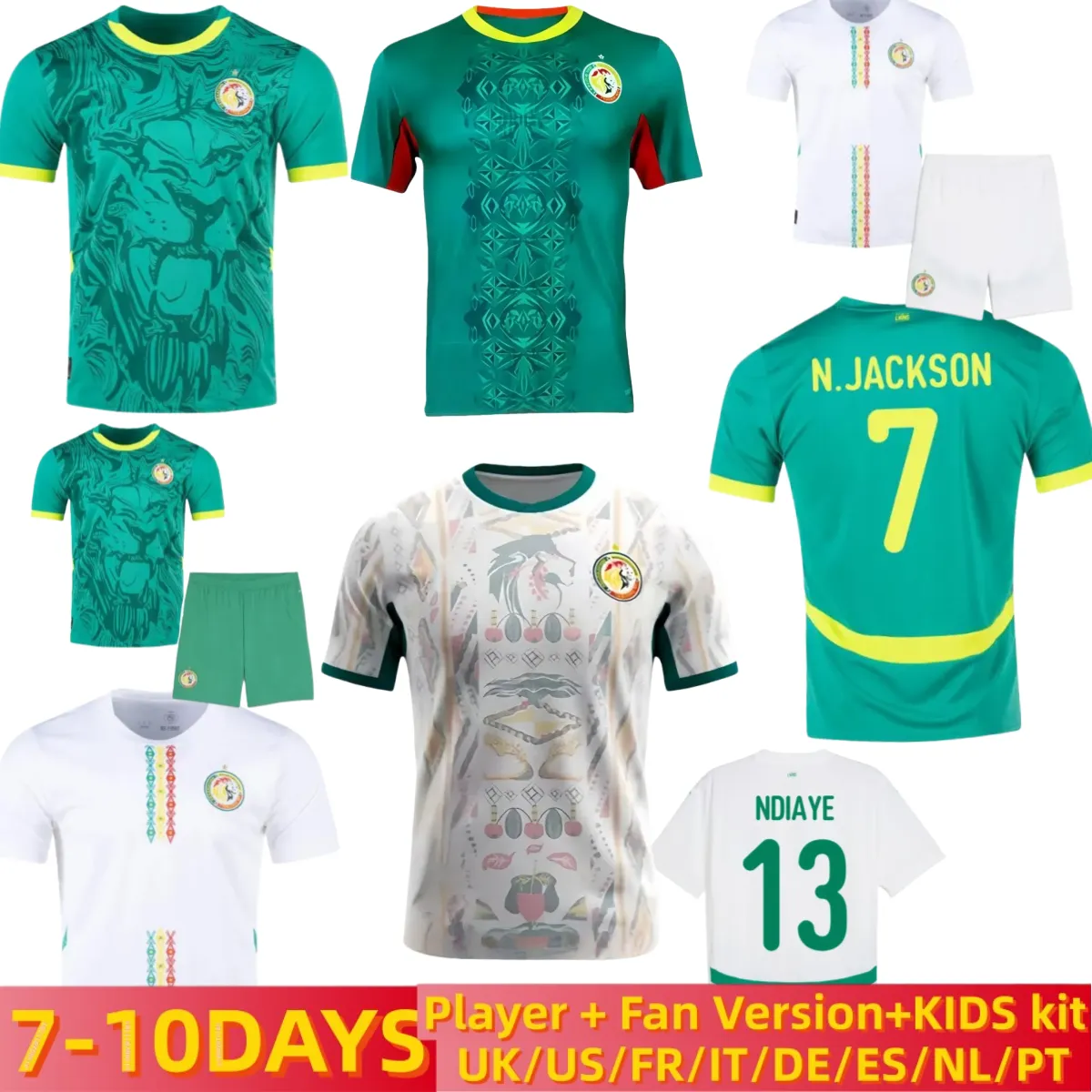 S-4XL Senegal soccer jerseys 2026 27 MANE N.JACKSON KOULIBALY SARR NDIAYE NIAKHATE football shirts kids kit 2025 Africa Cup national team fans Player