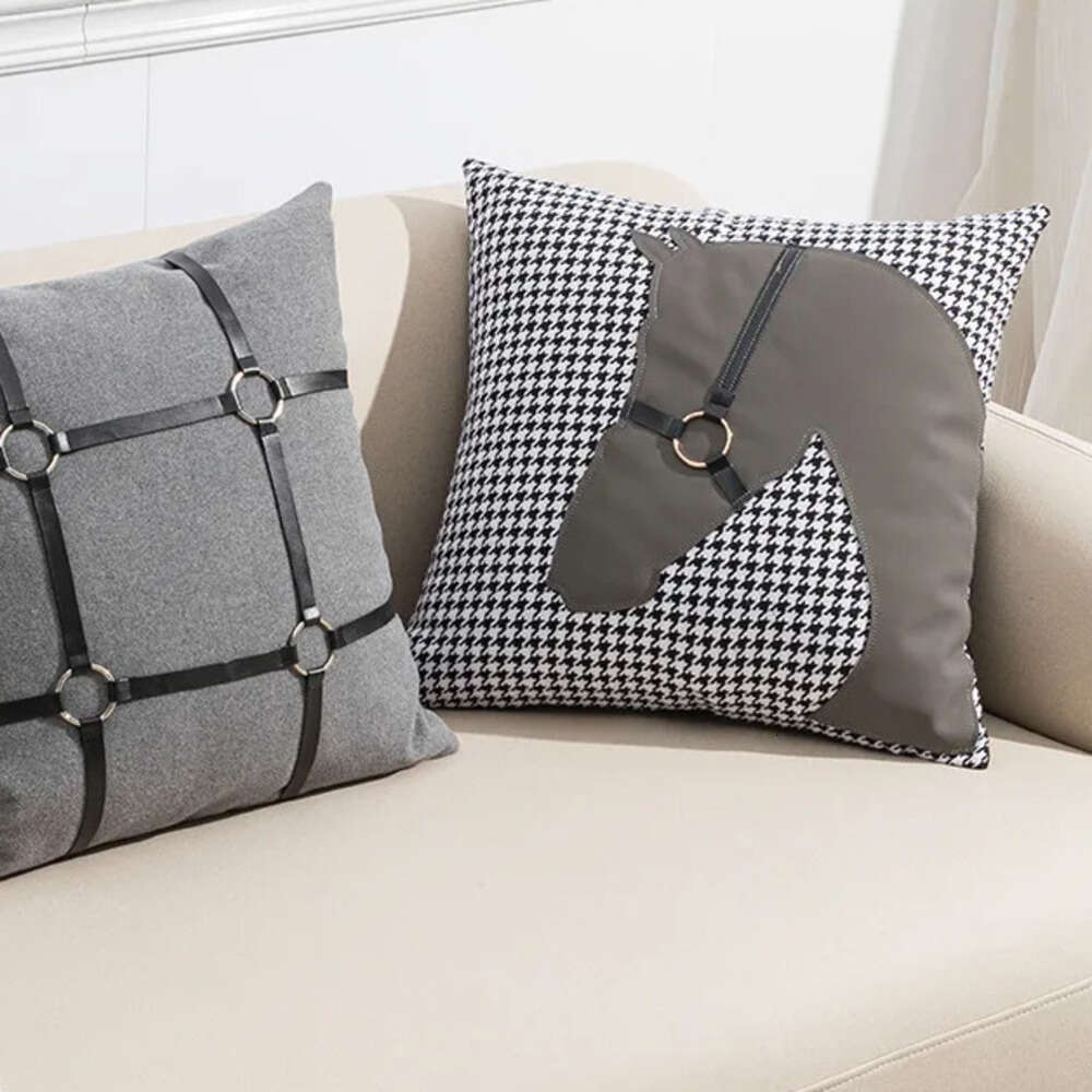 Nordic Modern Living Room Sofa American Light Luxury Home Bedside Cushion, Backrest, Thousand Bird Grid Pillowcase