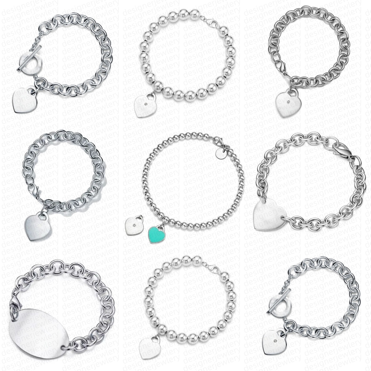 luxury jewelry designer bracelet women heart bracelet braclet classic casual perppy style unisex daily outfit party wedding gift blue pink red men Silver bracelets