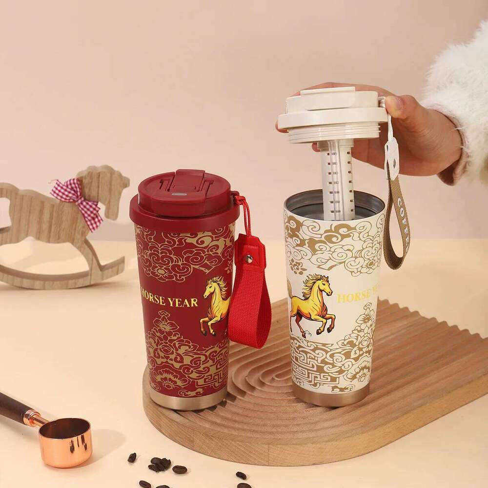 Outdoor Water Bottles Stainless Steel Thermal Cup Leak Proof Double Wall Insulated Mug With Straw For Home Kitchen Travel Party