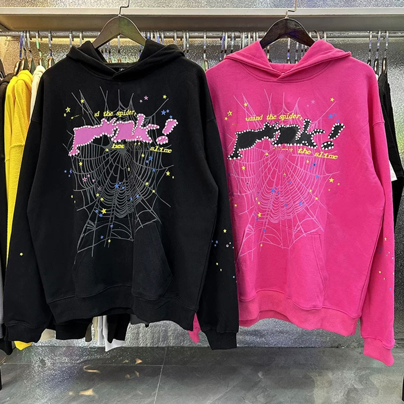 sp1der pink hoodie Mens s1pder Hoodie for men Sweatshirts Hoody Women polo grid five cobweb pink hoody Tracksuit Print Pullover net pants spider pants suit Trousers