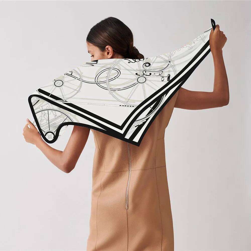 90Cm Square Women's Design Twill Silk Shawl Blanket, Luxurious Bandana Fashion Scarf, Headscarf Blanket