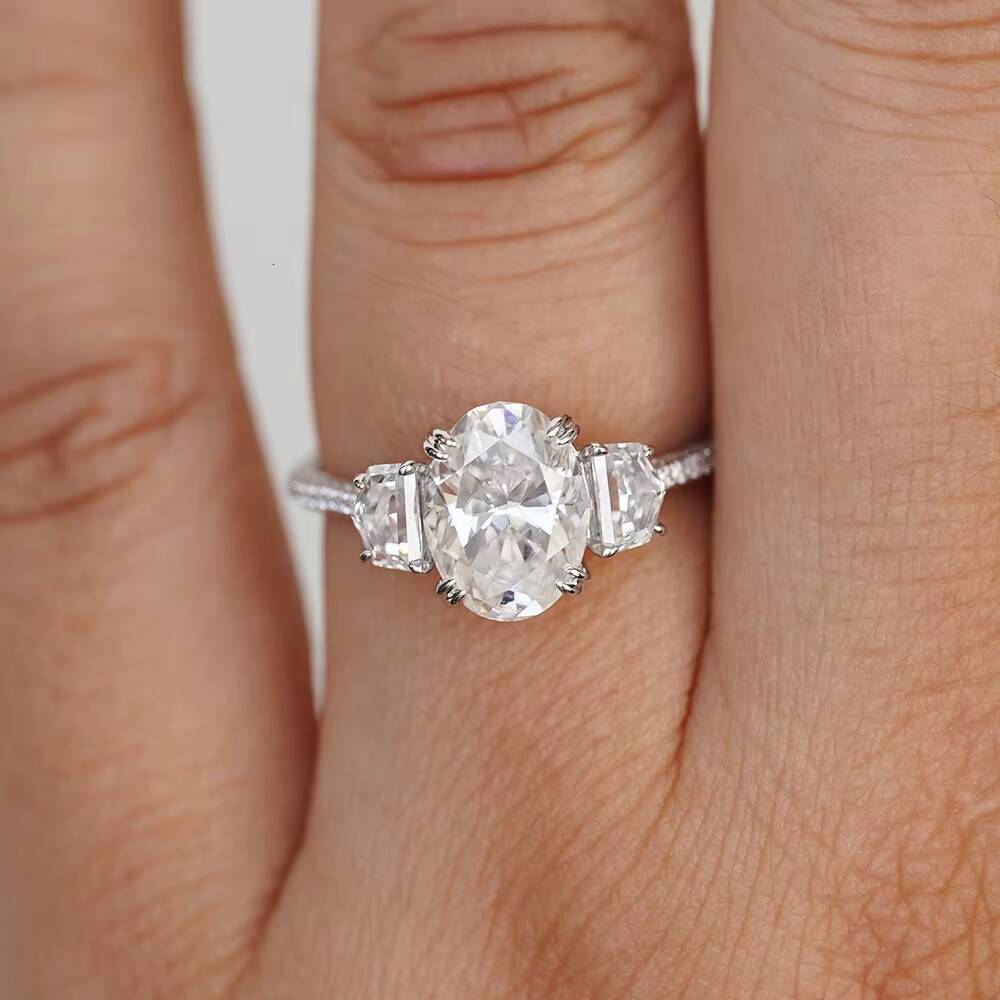 JOVOVASMILE 3CT 105X75mm Crushed Ice Hybrid Oval Cut 18k Yellow Gold Moissanite Wedding Engagement Ring for Women Gift