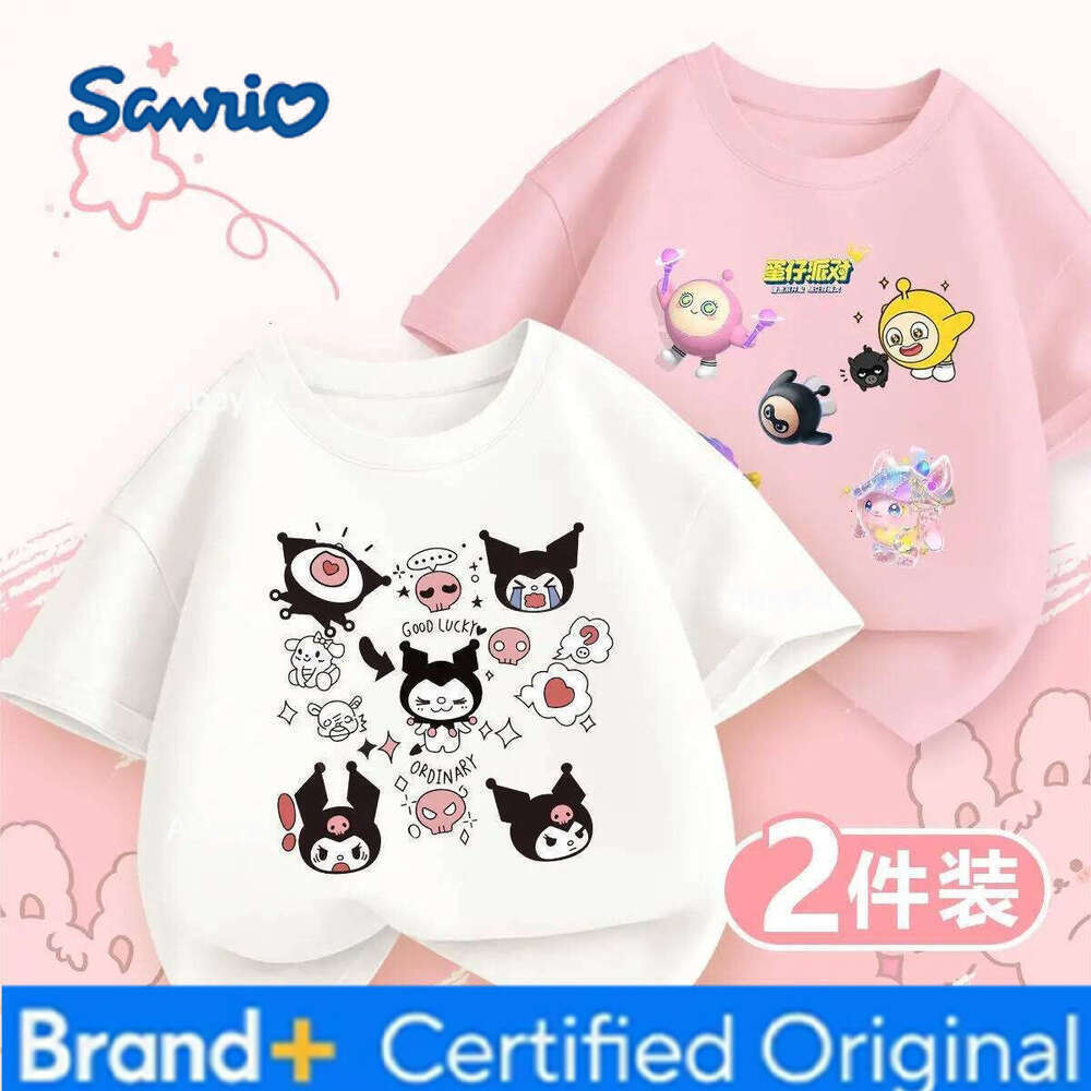 Sanrio 2pcs/pack Summer Baby Girls Clothes Children Hello Kitty Short Sleeve T-shirts Kid Cotton Cartoon Breathable Soft Top H260120