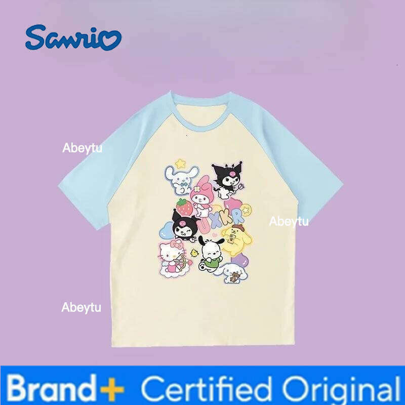 Sanrio Hello kitty Kuromi My melody high-value cartoon cute kids short sleeve summer cotton comfortable and breathable T-shirt H260120