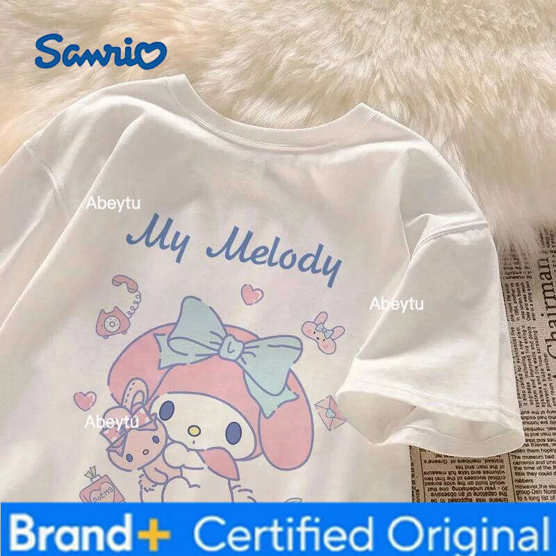 Sanrio Summer New Melody Printed Girls' Short T-shirt Half Sleeved Fashionable Top for Students' Children's Clothing H260120