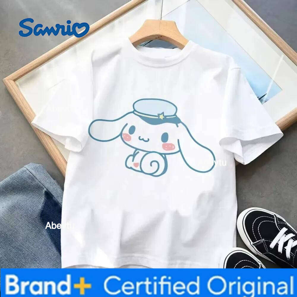 Sanrio MINISO Cinnamoroll Japan Anime Kawaii Men and Women T-shirt Street Casual Fashion Sports Loose Cotton Short Sleeve Comfortable H2601201