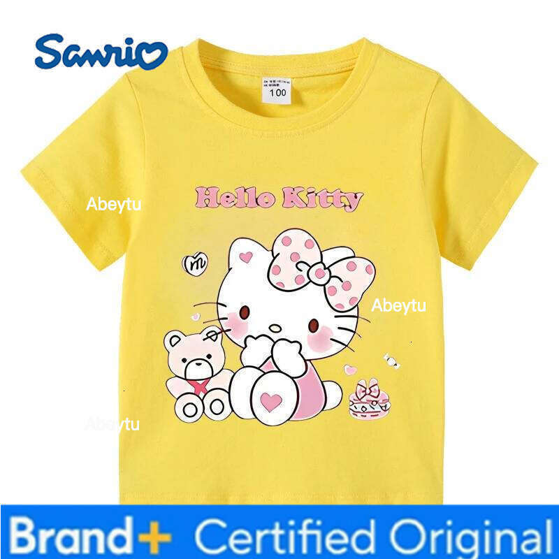 Sanrio Children's Clothes Summer Girls T-shirt Printed Cartoon Fashion Kids Tops Tees Hello Kitty Short Sleeved Toddler Tshirt H260120