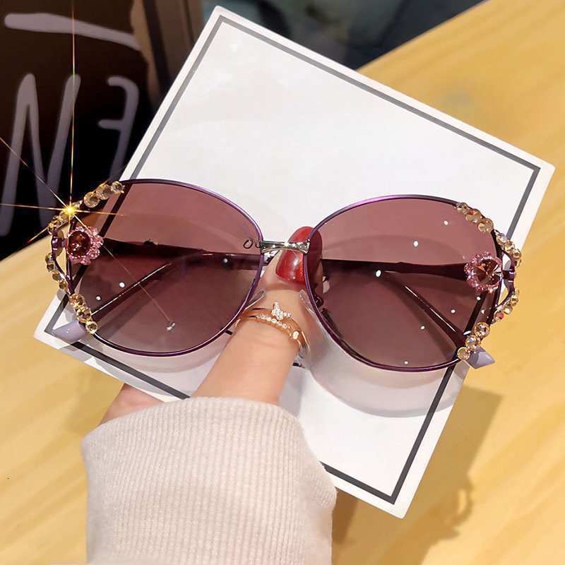 Luxury Brand Designer Sunglasses New Polarized Sunglasses UV Protection High-End Metal Fashionable Rhinestone Luxury Slim Trendy Style