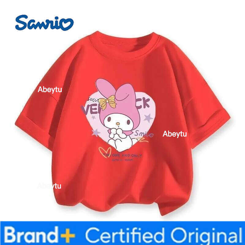 Sanrio Fashion My Melody & Kuromi Girls T-shirt Summer Breathable Skin-friendly Easy Care Comfortable Tops H260120