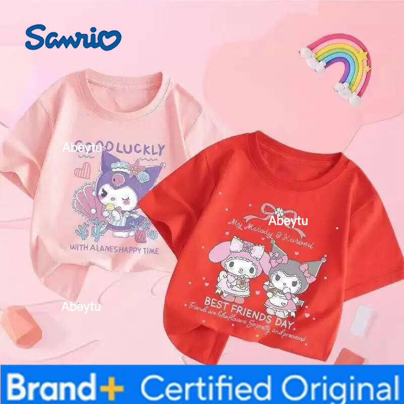 Sanrio 2PCS Baby Girls Cotton Top Kid My Melody Printed Children Autumn Fashion Short Sleeve T-shirt Boy Clothes H2601201