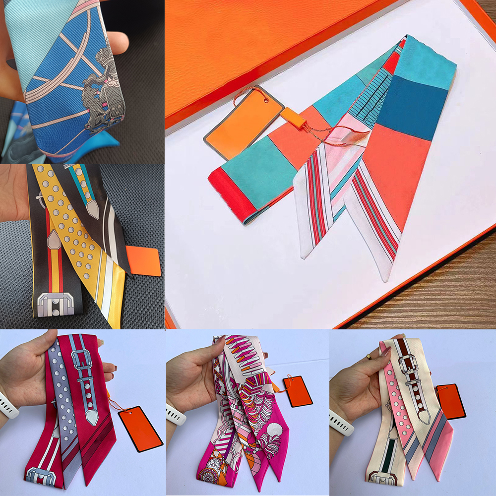 Fashion Designer Scarf Luxury Printed Letter Silk Scarf Women's Handbag Scarf 20 Colours Size 5 x 90cm
