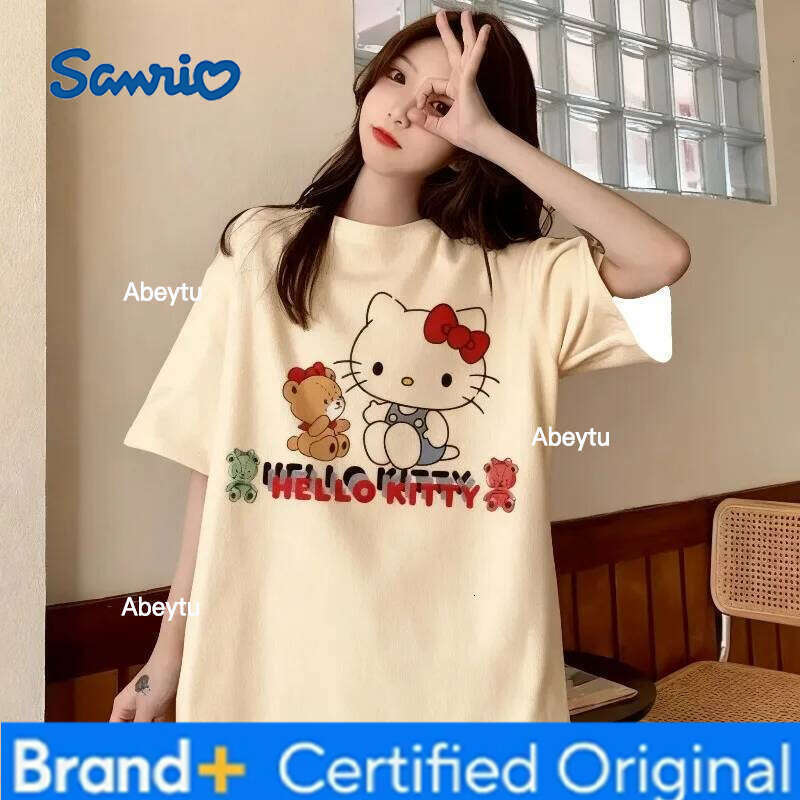 Sanrio Sanliou HELLO KITTY3D Printed Men's and Women's Breathable Quick Drying Loose T-shirt Casual Fashion Top Y2K H260120