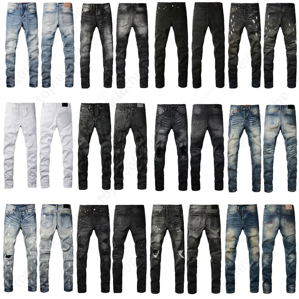 Purple Jeans Men Designer Jeans Skinny Jeans Men Pencil Pants Hole Cotton Print Hip Hop Jeans Trousers Fashion Pants High-End Quality Slim Fit Jeans Pants 1Ee 435
