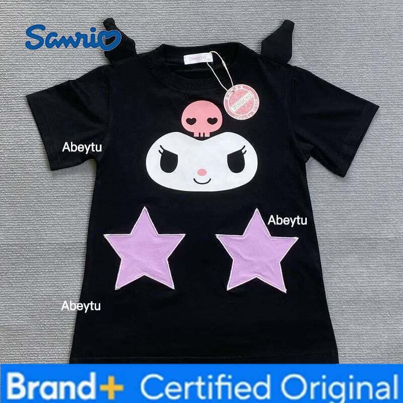 Sanrio hello kitty summer kuromi new girl dress short sleeve color polka-dot ice cream three-dimensional melody T-shirt skirt H260120