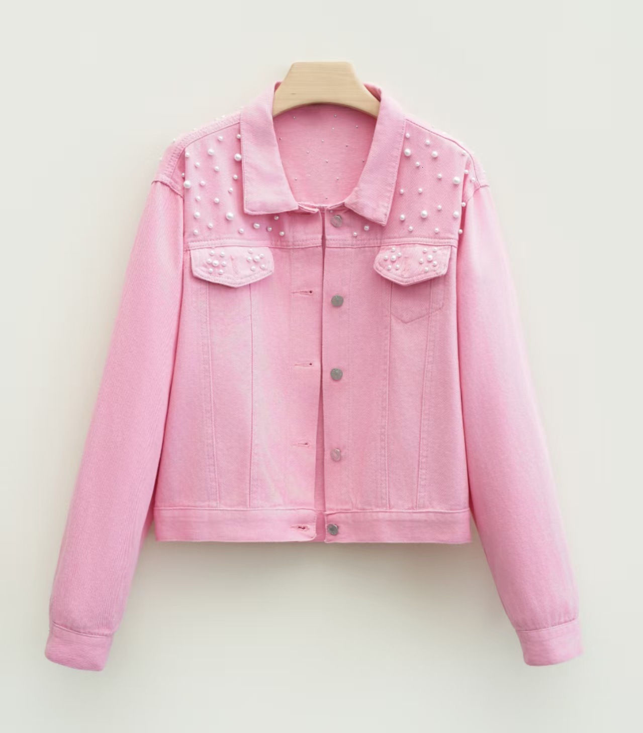 Denim coat womens fat mm large womens nail bead inlaid diamond coat girl student light blue jacket loose 250303