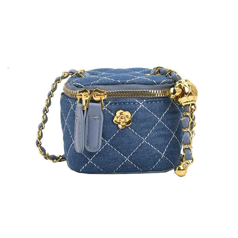 New Style Mini Crossbody Golden Ball Square Box Lipstick Internet Celebrity Versatile Denim Camellia Small Waste Bag
