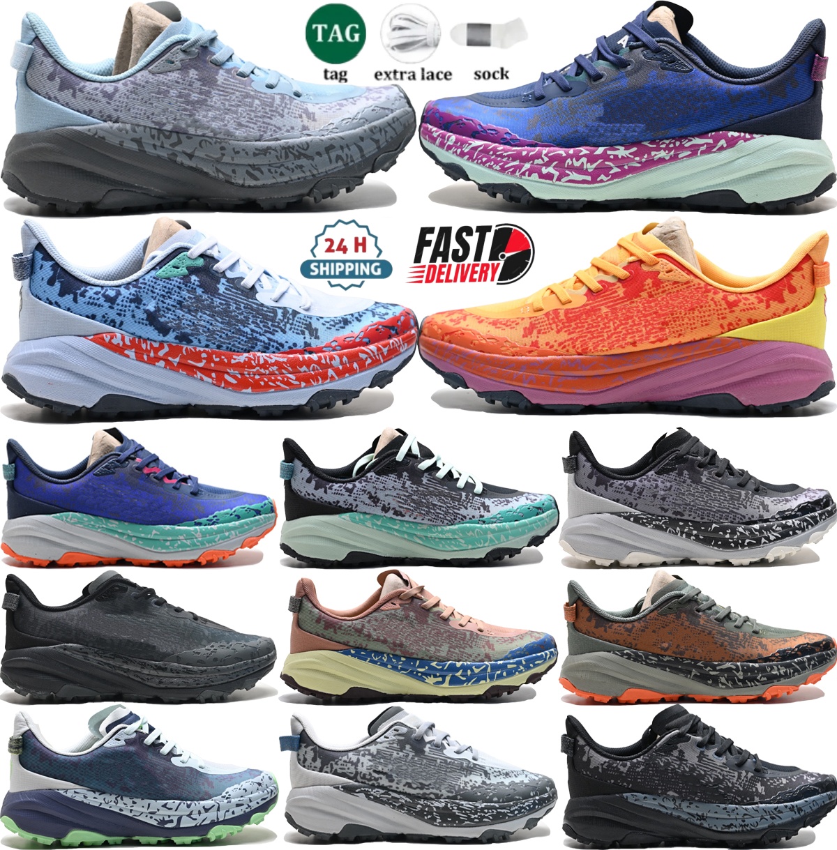 ONE speedgoat 6 designer sneakers men women top-tier outdoor off-road running shoes rubber non-slip wear-resistant outsole mountaineering hiking trainers size 36-47