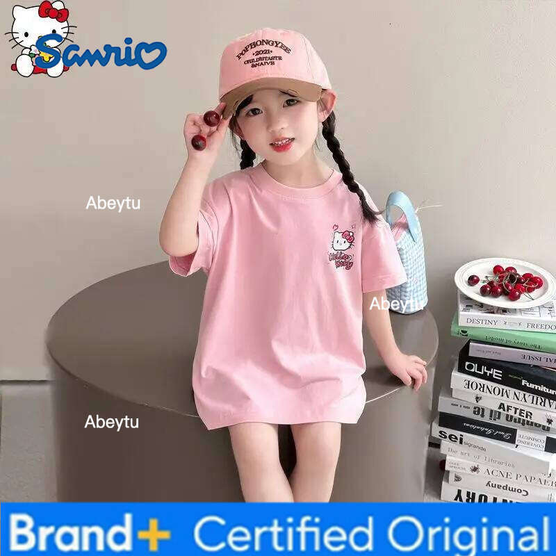 Sanrio Hello Kitty Anime Girls Short Sleeve Cartoon Kawaii t Shirt Summer New Sweet Breathable Skin Friendly Soft and Fashion H260120
