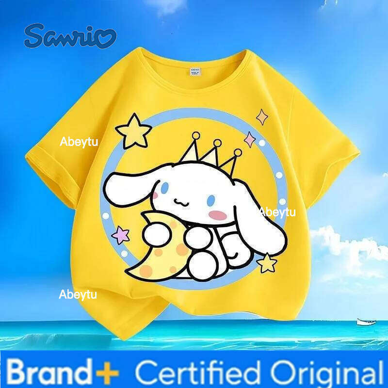Sanrio Limited Time Special Offer Summer Kuromi Cinnamoroll Kids T-shirt Comfort Loose Breathable Machine Washable Low Maintenance Tops H260120