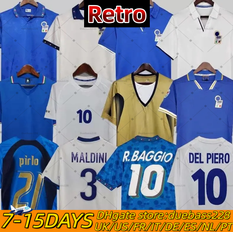 Italy Retro classic soccer jerseys 1990 94 96 98 2000 04 06 2012 19 20 21 Italia MALDINI R.BAGGIO Nesta CANNAVARO PIRLO DEL PIERO Balotelli football men kids shirts