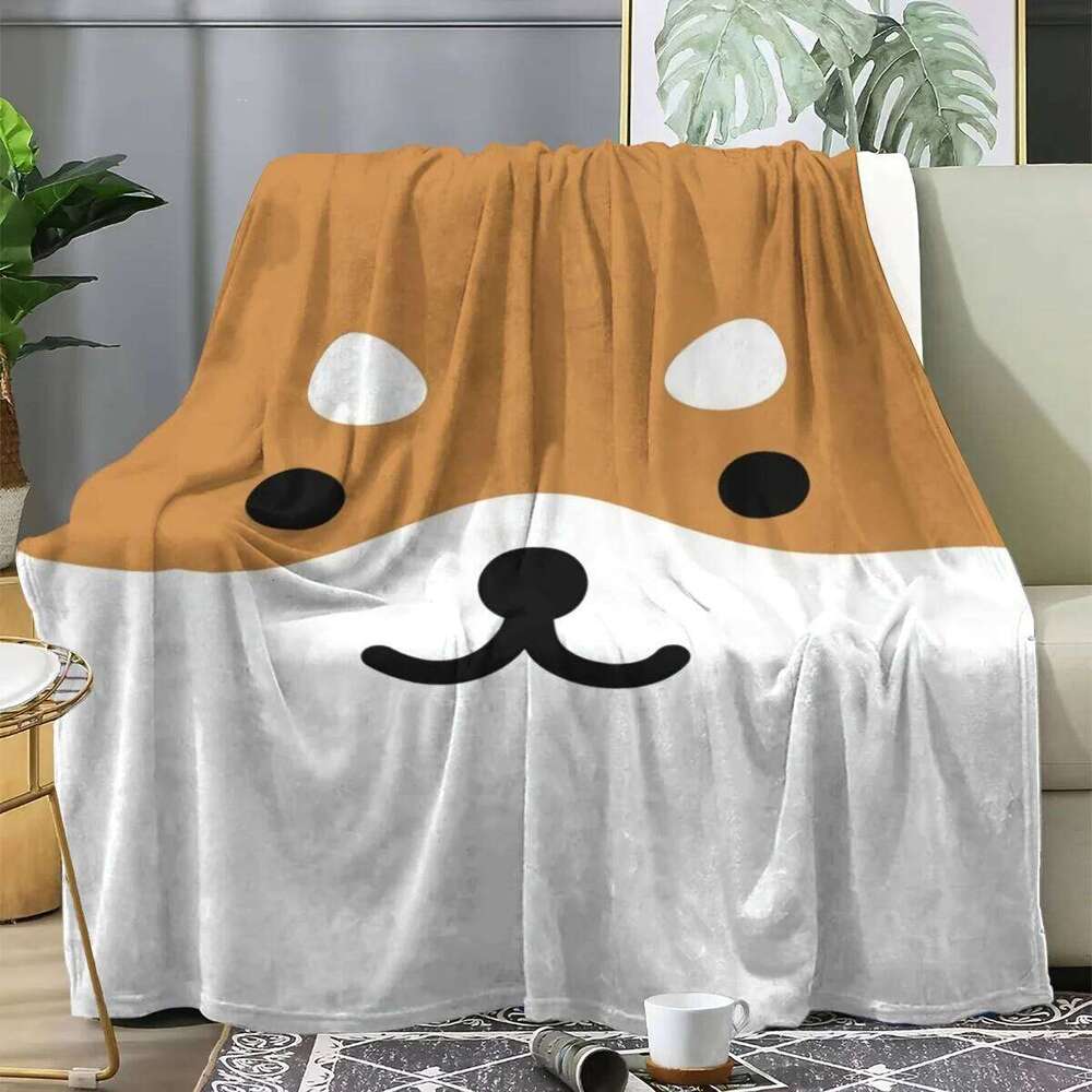 Shiba Inu Flannel Blanket - Ultra-Soft Quilted Print | Cozy All-Season, Sofa/Bedroom Decor, Animal Theme Gift W260120