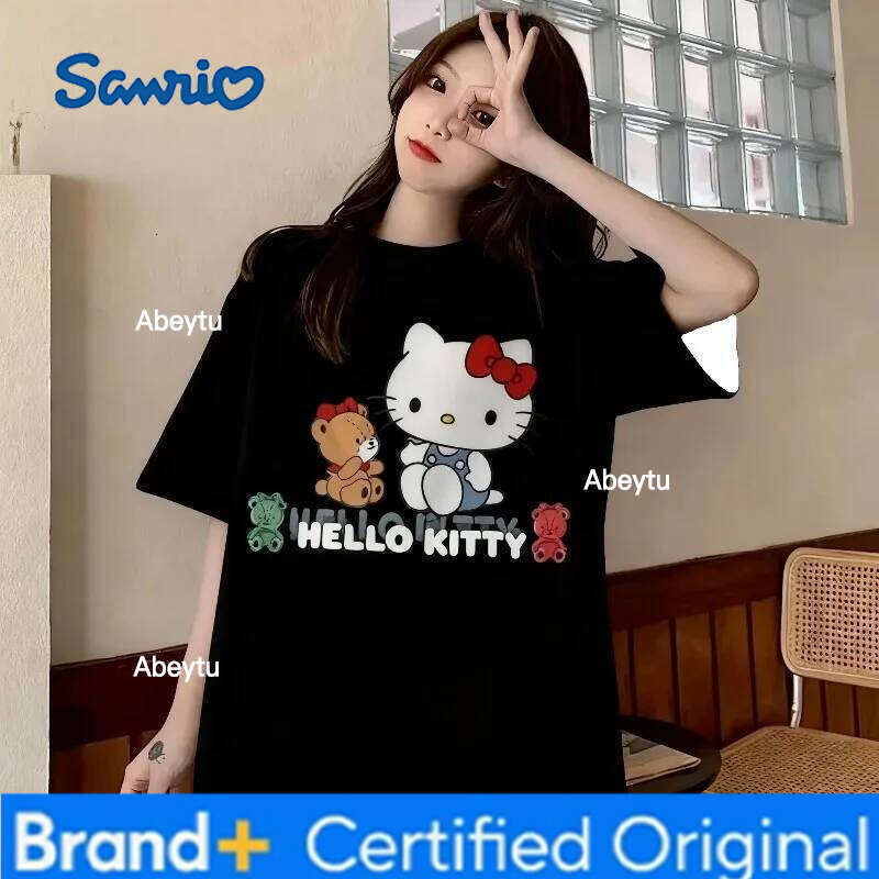 Sanrio Sanliou HELLO KITTY3D Printed Men's and Women's Breathable Quick Drying Loose T-shirt Casual Fashion Top Y2K H260120
