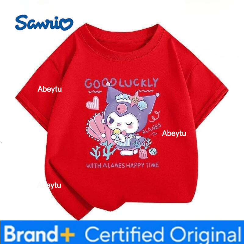 Sanrio Skin-friendly Breathable Kuromi Print Kids T-shirt Limited Time Low Price Summer New Arrival Crew Neck Versatile Tops H260120