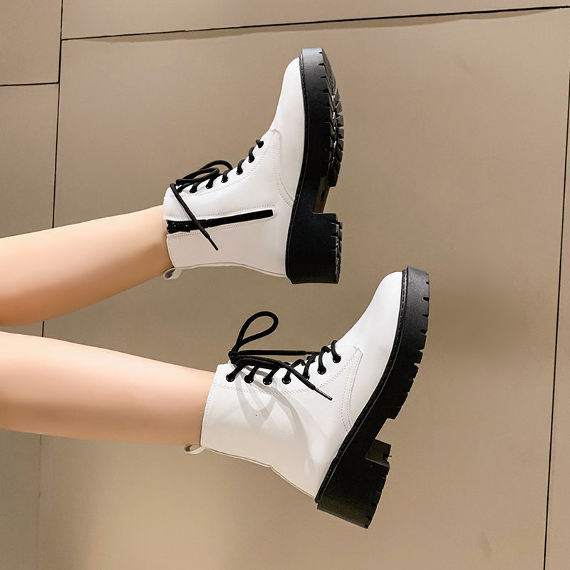 Winter Boots Female British Womens Shoes Thick Bottom Mid-calf Single Boots Thick Heeled Casual Ankle Boots for Women 251105