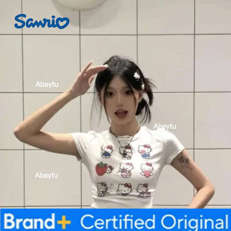 Sanrio Hello Kitty T Shirt Kawaii New Anime Short Sleeved Y2K Women Clothes Summer Fashion Cartoon Selling Casual Girl Tops H260120