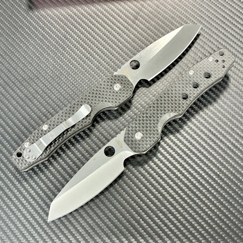 Large SMF carved Strider Logo D2 titanium carbon fiber copper washer folding knife outdoor camping fishing EDC tool