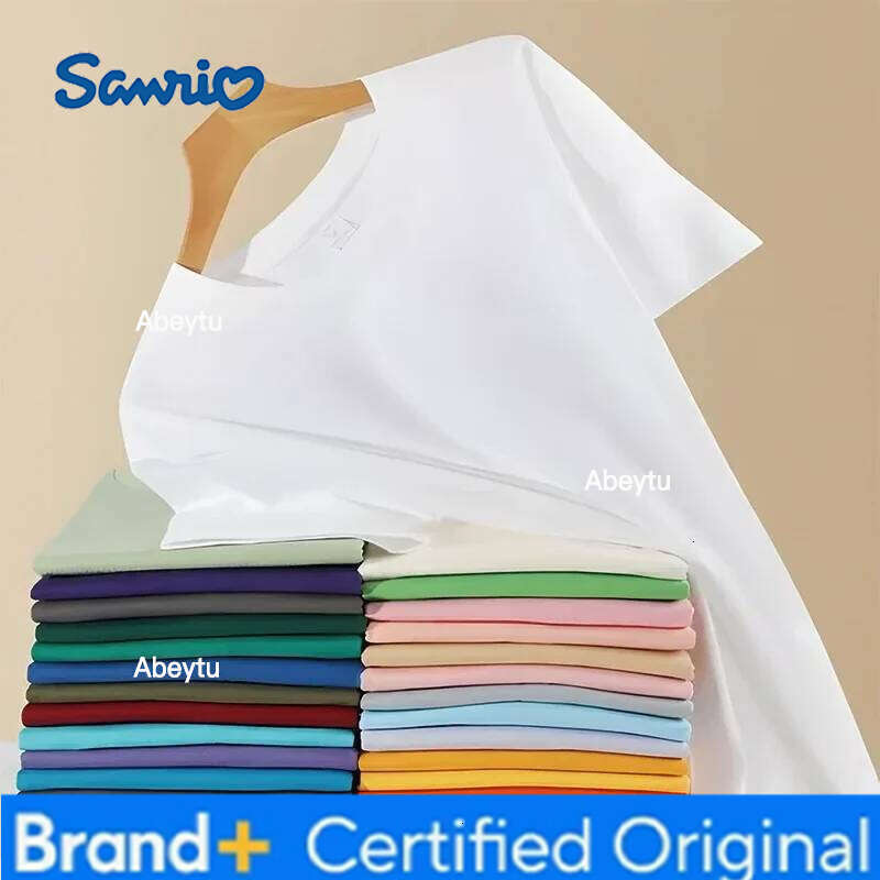 Sanrio Kawaii Hello Kitty Y2K Korea Anime Cute Summer Women's Couple Fashion Loose Comfortable Cotton T-Shirt Tops H260120