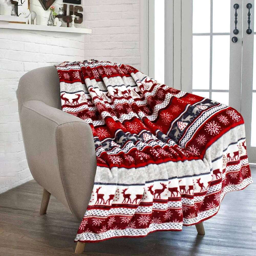Christmas Throw Flannel Snowflake Gingerbread Xmas Fleece Winter Warm Soft Plush Blanket For Couch Sofa Bed W260120