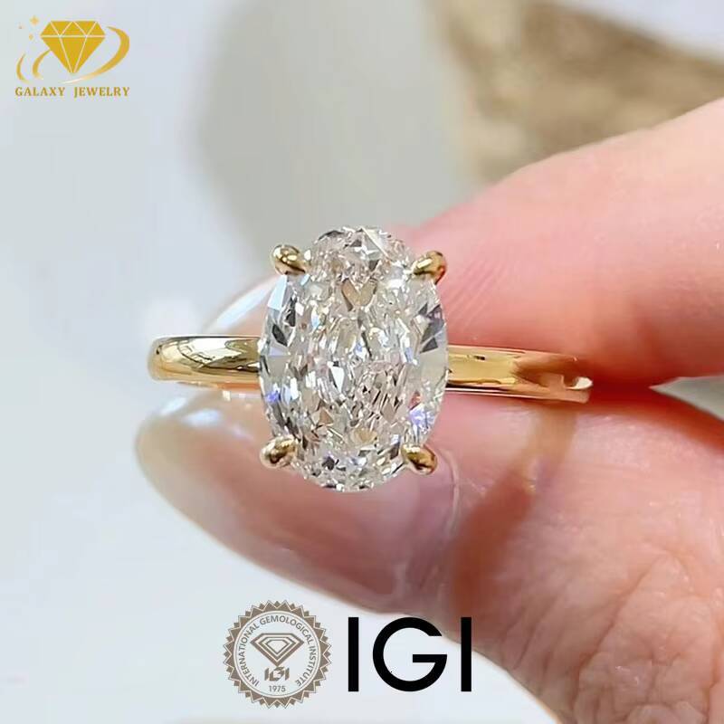 Fine Jewelry Custom 18K Gold 3CT Oval Cut Lab Grown Diamond Ring Vvs Lab Created Diamond Ring For Women With IGI Certified