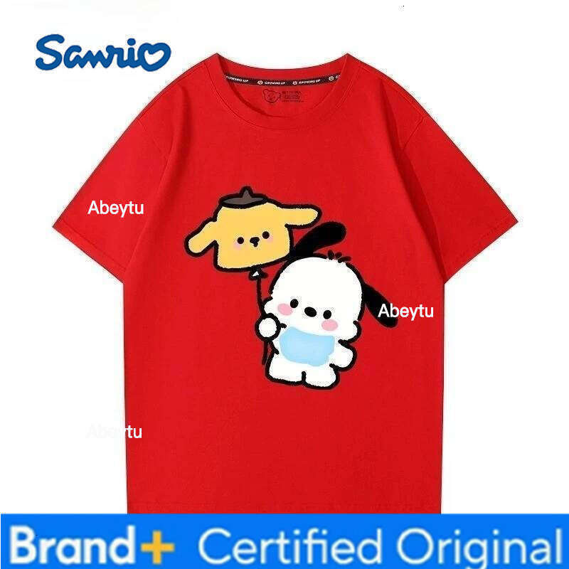 Sanrio Summer 100% Cotton Clothes Pochacco Printed T-shirts Cartoon Short Sleeve Top Outfits H260120