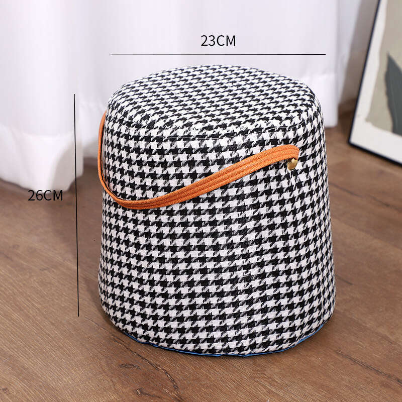 Internet Celebrity Style Houndstooth Small Light Handheld Home Living Room Solid Wood Modern Simple Adult Changing Stool