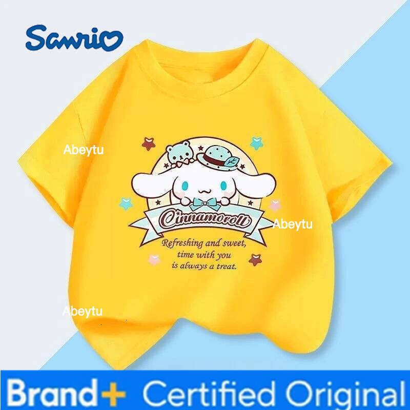 Sanrio Summer Hot Sale Cinnamoroll Kids T-shirt Comfort Loose Breathable Machine Washable Low Maintenance Tops H260120