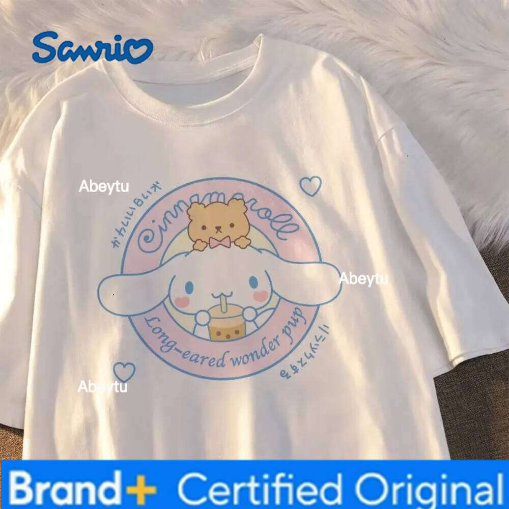 Sanrio MINISO Cinnamoroll Short Sleeved Clothing Y 2k Kawaii Korean Fashion Pattern T-shirt Men's Top Linda Y2k Street-wear H260120