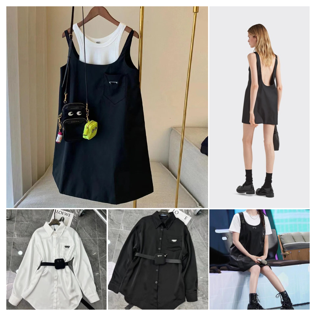 Women Casual Dress Designer Luxury Brand High Quality Loose A-Line Shoulder Strap Skirt Waist Cinching Elegant Temperament Lapel Shirts