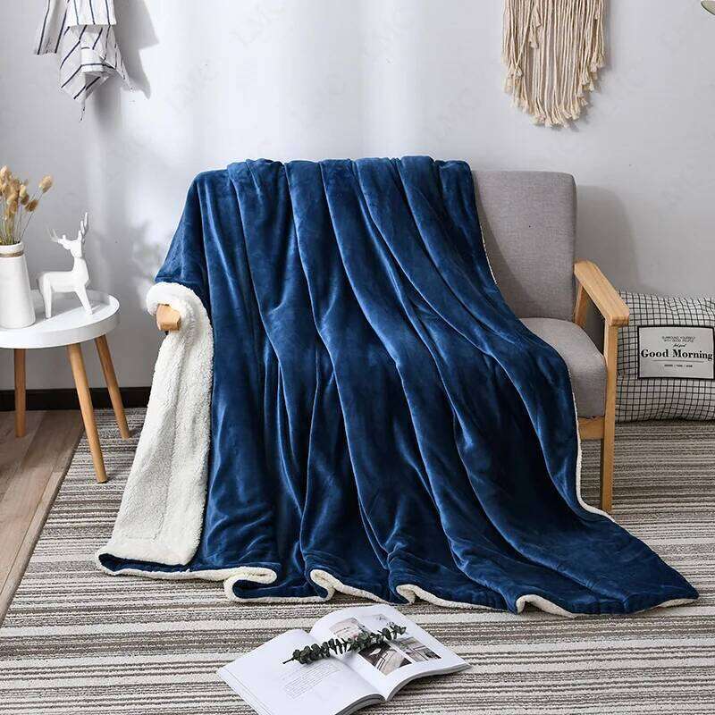 Lamb Wool Flannel Blacket Nordic Light Luxury Style Quilt Double Layer Thickened Blanket for Bed Bedroom Living Room W260120