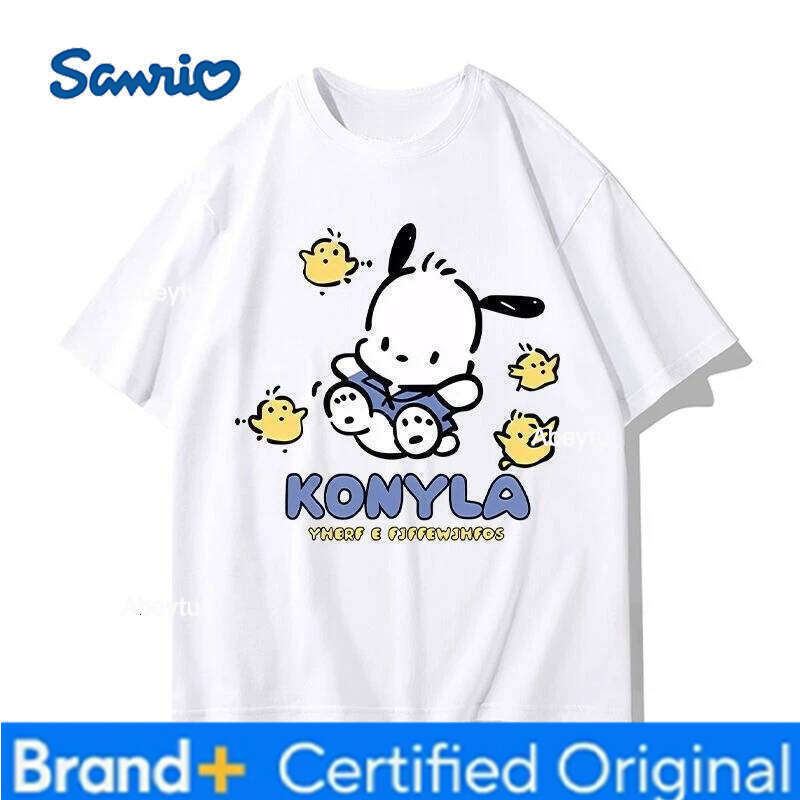 Sanrio Miniso New Pochacco Cartoon Summer Surrounding Women's Plus Size T-shirt Y2K Loose Casual Short Sleeved Top H260120