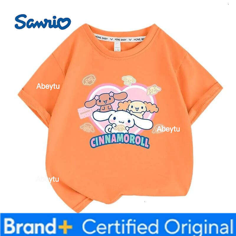 Sanrio Summer Baby Girls 100% Cotton Clothes Kid Children Boys Cinnamoroll Printed T-shirts Cartoon Short Sleeve Top Outfits H2601201