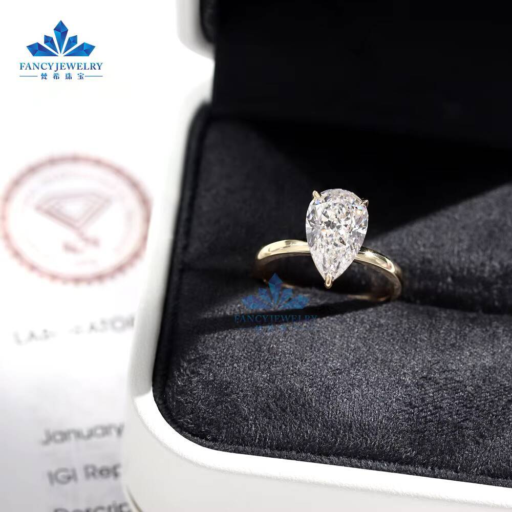IGI GIA Certified HPHT CVD D VVS1 Lab Grown Pear Cut Diamond 1CT 2CT 3CT 18K Solid Gold Jewelry Engagement Ring Women